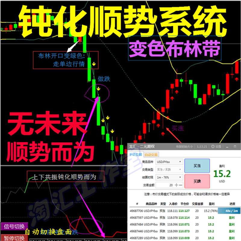 钝化顺势外汇黄金/原油MT4恒指/标EA模板二元mt4大盘分析喊单软件